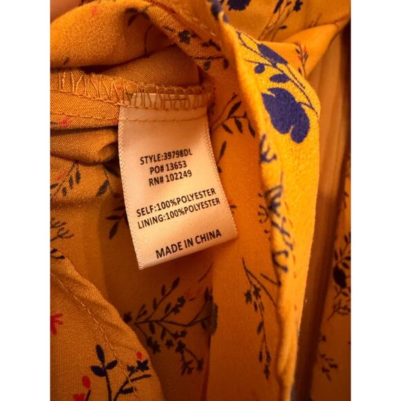 Skies are Blues Size MED Mustard Yellow with Floral Print Cute! - Picture 4 of 7